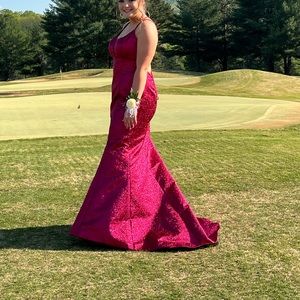 Hot Pink Prom Dress! Size 14, only worn once!